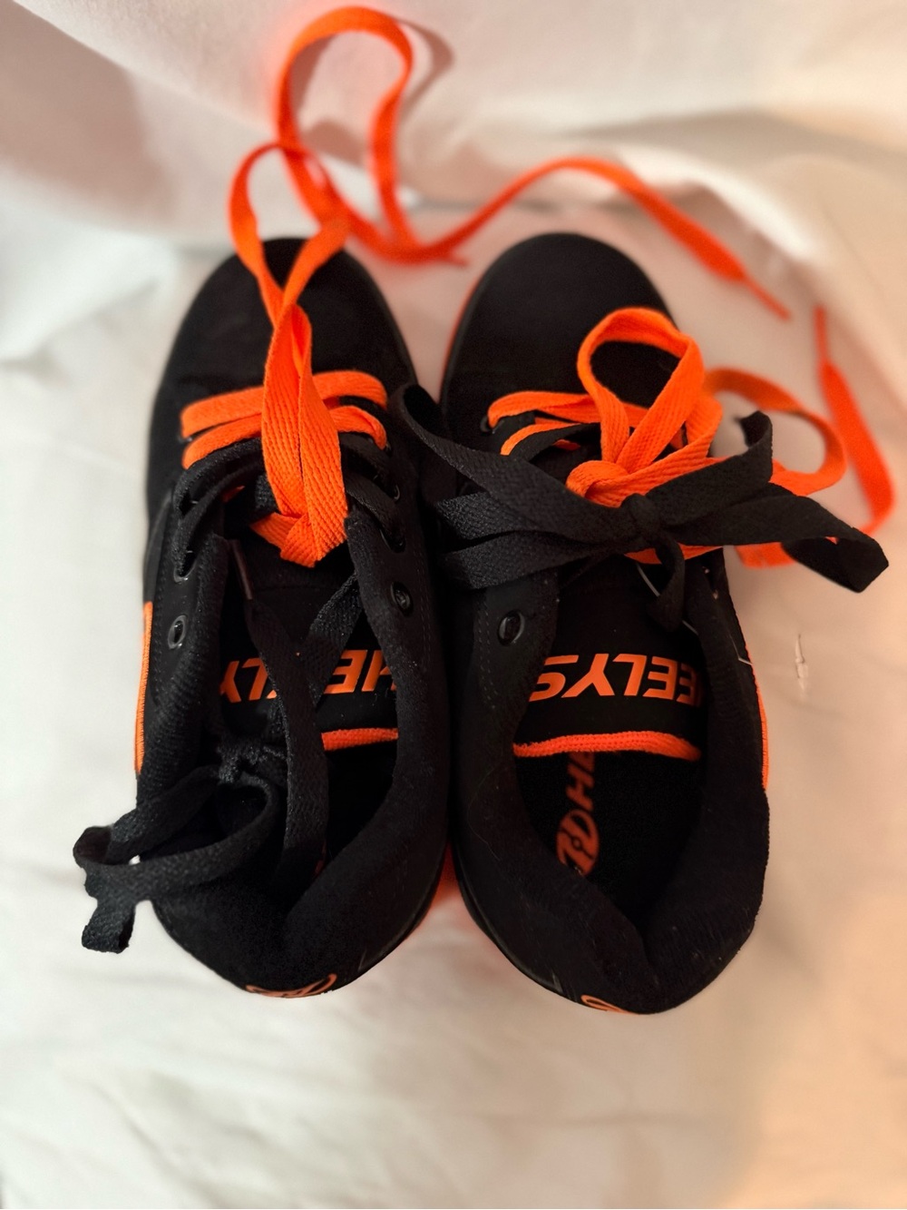 Heelys Propel 2.0 Skate Shoes Youth 1 Black Orange 770506 Roller Wheel Sneakers
